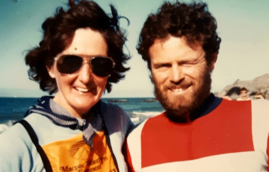 Stella and brother John on the finish line in 1983