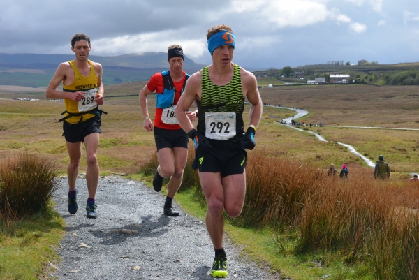 Race Winner Brennan Townshend, of Keswick Athletics Club, leading Ricky Lightfoot and Carl Bell
