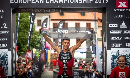 Arthur Serrieres crosses the Line to win