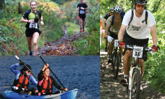 Competing on the off road trails in the Burn Adventure Race