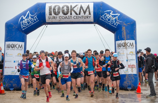 The start of the Rapid Ascent Surf Coast Century Ultra