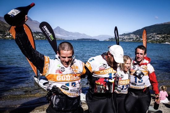 That winning feeling for Team Tiki Tour who took out GZ Chapter 6 in Queenstown. LtoR Tom _ George Lucas, Floortje Grimmet, Mike Kelly
