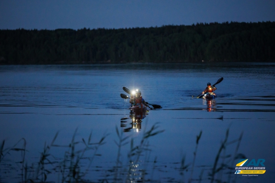 Paddling during the short night at Endurance Quest Lohja