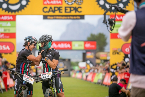 On the finish line at ABSA Cape Epic On the finish line at ABSA Cape Epic