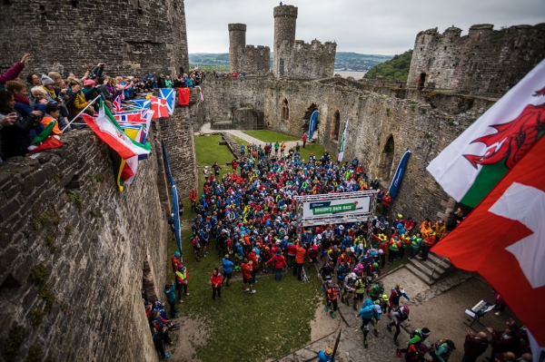 Setting off from Conwy Castle on the 2019 Dragon's Back Race