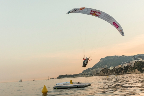 Paul Guschlbauer (AUT1) during his symbolic last flight to the landing float in Monaco