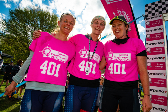 Smiles on the finish line of the Spring Challenge in Cromwell