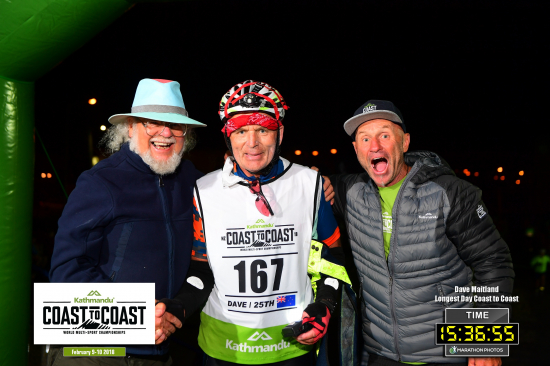 Dave Maitland crosses the finish line for his 25th event