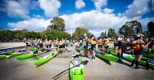 Ready for the kayak start at the Rogue Raid Adventure Race