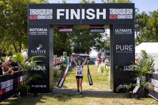 Ruth Croft winning the 102km Tarawera Ultramarathon  Photo Graeme Murray