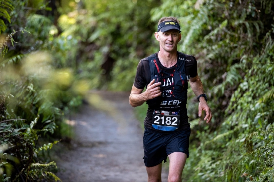 Rhys Johnston winning the mens 102km Tarawera Ultramarathon  Photo Graeme Murray