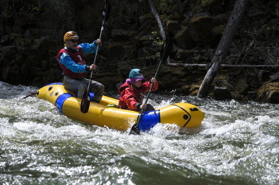 Pack rafting on stage two at Expedition Oregon