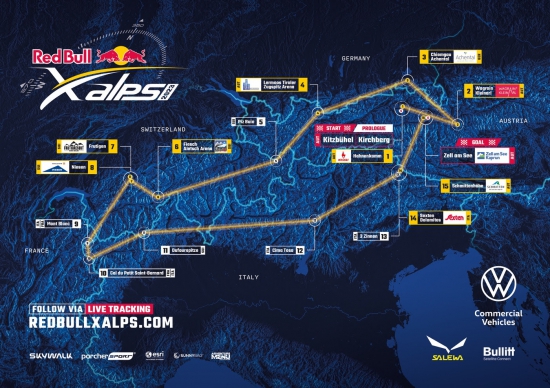 The route for the Red Bull X-Alps 2023