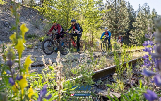 Riding a disused railroad track at Expedition Canada 2022