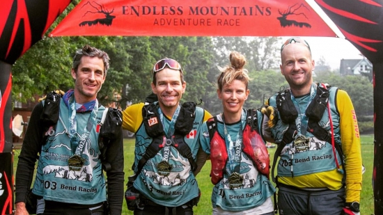 Bend Racing at the finish line of the 2023 Endless Mountains Adventure Race